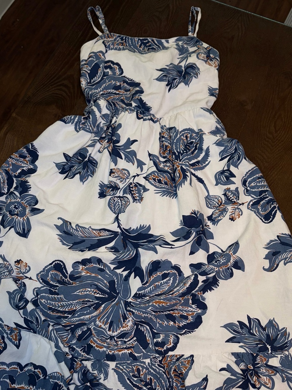 Japna White Sundress with Navy Floral Print